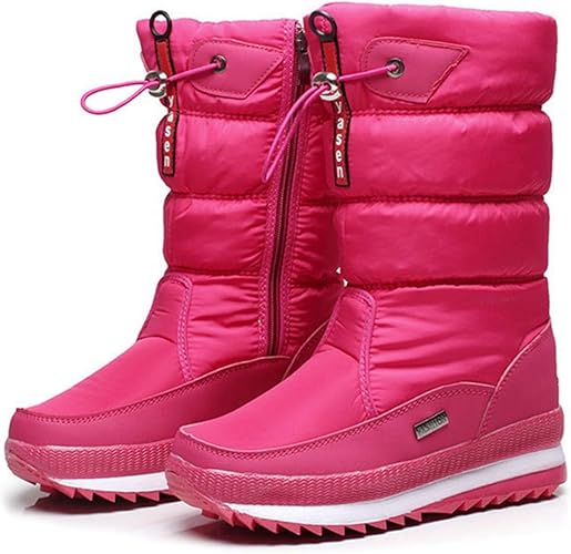 Amazon Yj6x レディース ガールズ 親子 スノーブーツ スキーブーツ ロングブーツ 可愛い 雪靴 防寒靴 サイドジッパー 防寒シューズ 冬用 防水 防滑 スノーシューズ スノーブーツ 冬靴 滑りにくい ムートンブーツ ドローコード 伸縮性 Yj6x ブーツ ブーティ