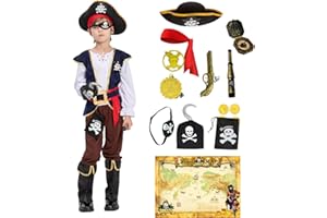 JAZGROM Toddler Halloween Costumes for Kids Pirate Costume with Accessories for Boys Role Play Dress Up Themed Party