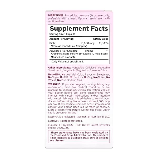 NATURE’S BOUNTY OPTIMAL SOLUTIONS HAIR GROWTH SUPPLEMENT WITH BIOTIN, HAIR GROWTH VITAMINS WITH BIOTIN SILICON & ARGININE, 1 PER DAY, 30 CAPSULES, ONE MONTH SUPPLY