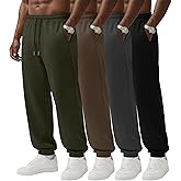 JoyMotion 4 Pack Men's Big and Tall Sweatpants Athletic Jogger Lounge Workout Pants with Pockets and Drawstring Multipack