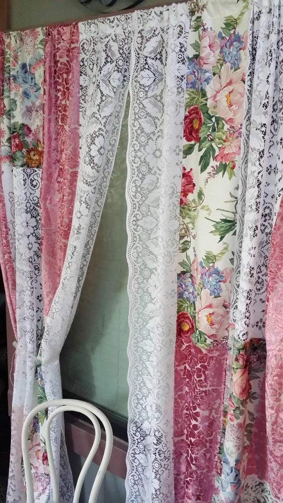 Amazon Com French Shabby Chic Curtains Pink Velvet And Lace In
