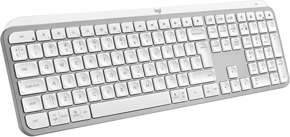 Logitech MX Keys S Wireless Keyboard UK Pale Grey Bluetooth USB‑C Backlit