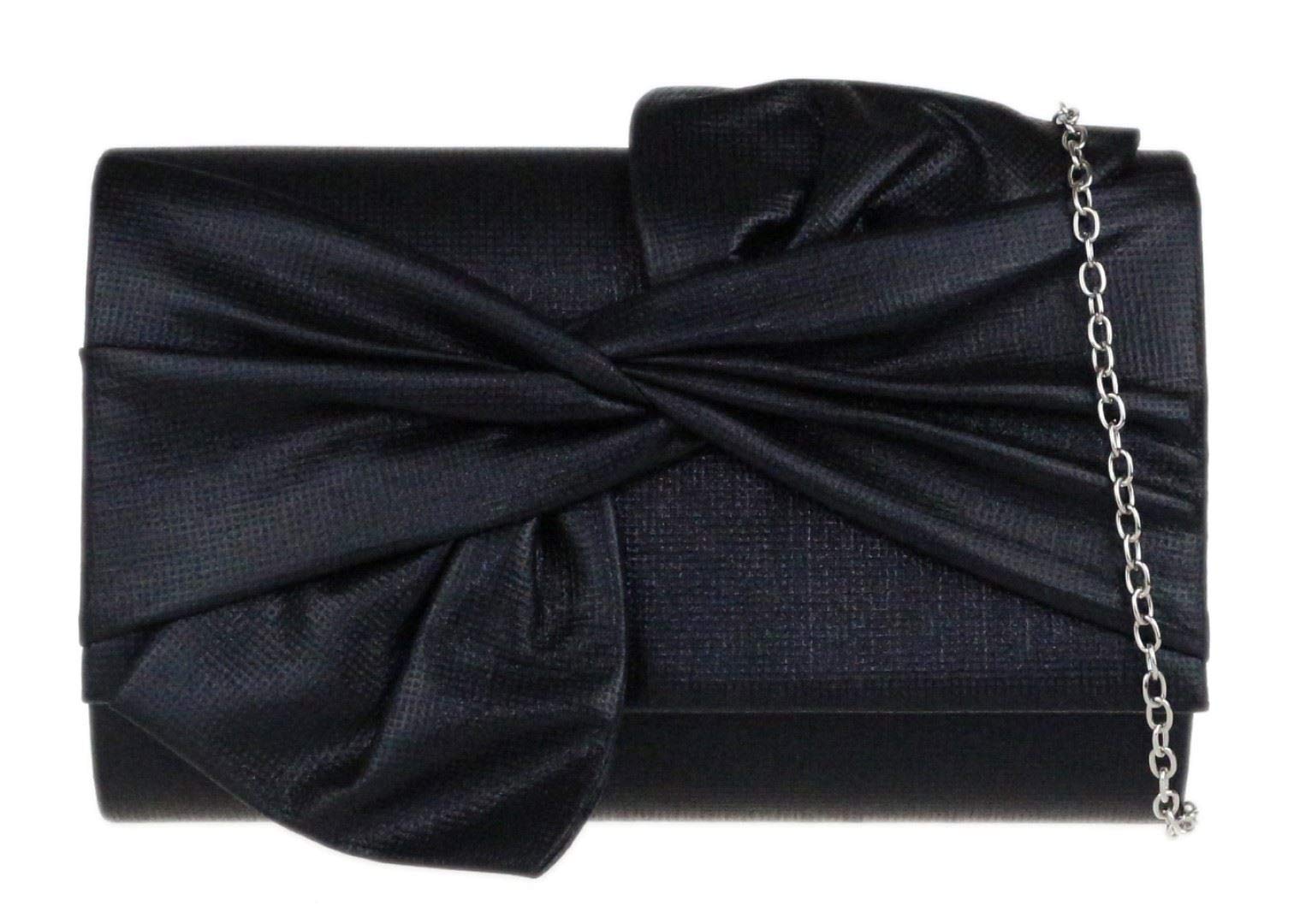 Girly Handbags Womens Big Bow Clutch Bag - Black