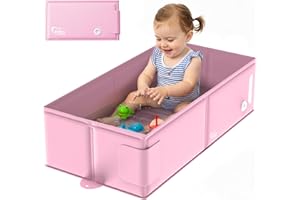 BELLA'S FRIENDS Bella’s Friends Baby Collapsible Bathtub, Travel Bath Tub for Baby, Foldable and Portable, Easy Storage, Reinforced Structure, Lightweight, Travel Essentials for 6M-3Y Infant Toddler, Pink