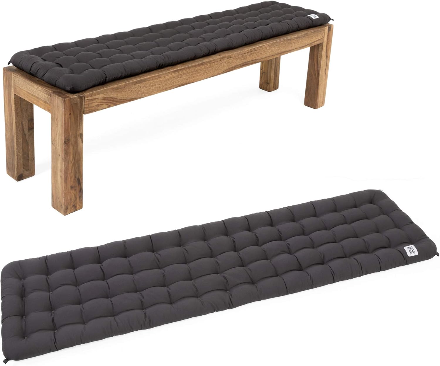 HAVE A SEAT Luxury - Bankauflage für Sitzbank, bequemes Bank Sitzpolster, waschbar bei 95°C, Pflegeleichte Sitzauflage, Made in Germany (160 x 40 cm, Grau/Anthrazit)