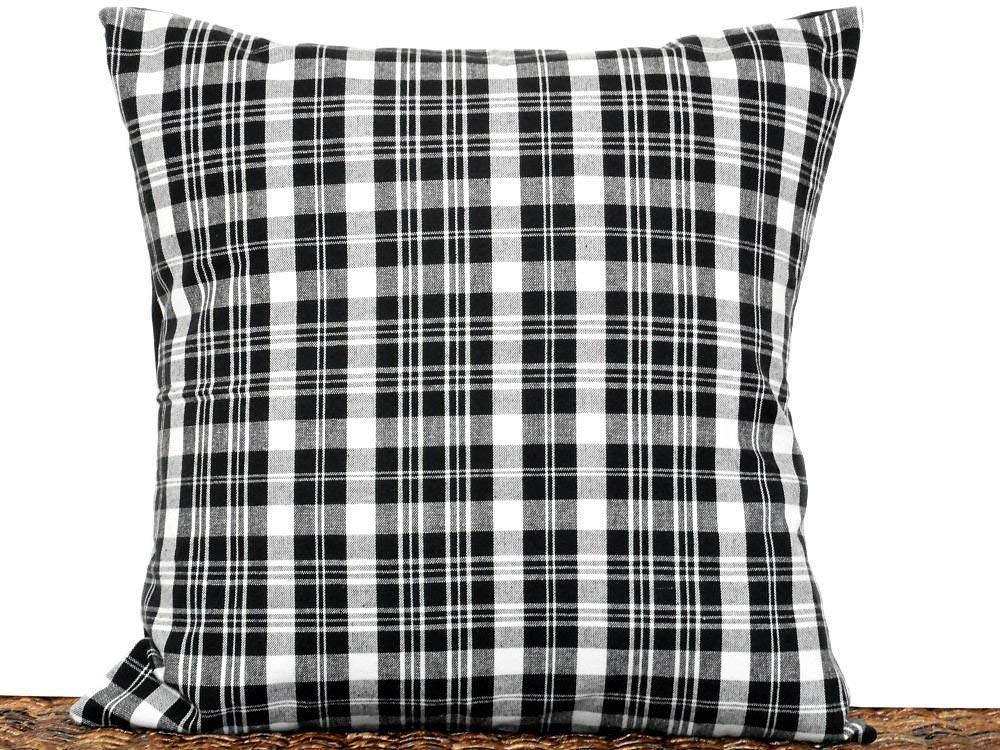 Amazon Com Black White Fall Plaid Throw Pillow Cover Autumn