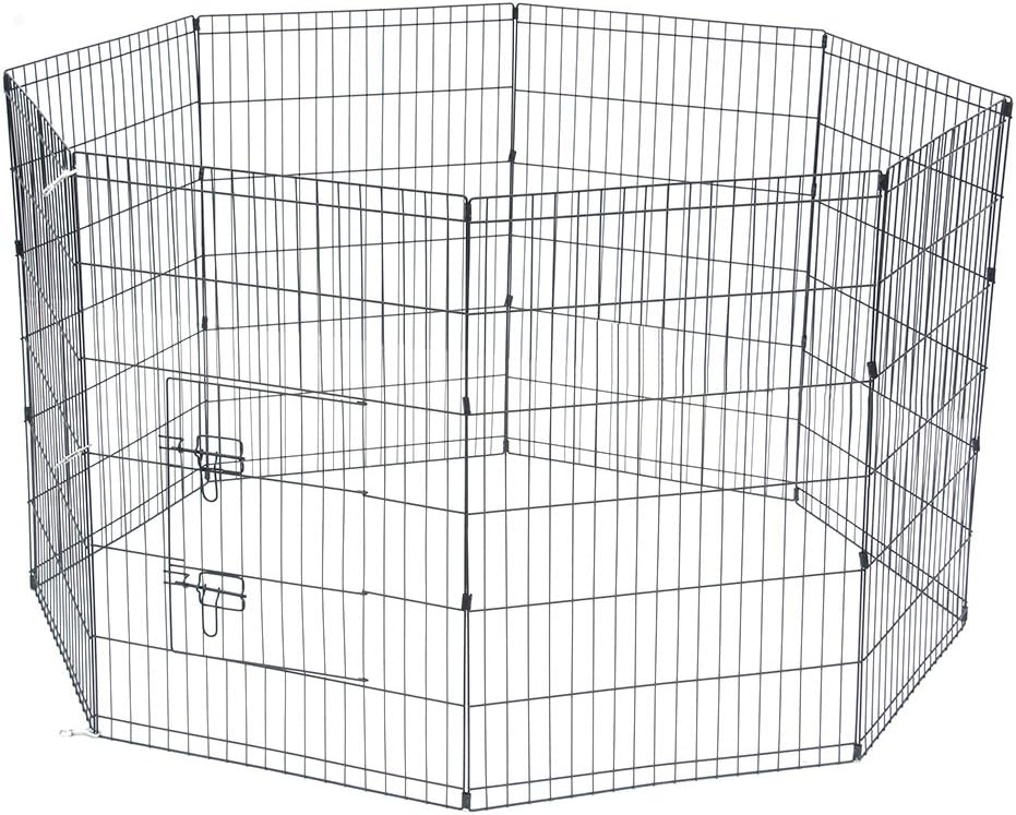 SAILSWORD Tall Foldable Metal Pet Exercise and Playpen Crate Fence Pet Kennel 8-Panels with Door