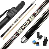 MoyanSuper 2-Piece Canadian Maple Pool Cue Stick with Portable Hard Case -12.5mm Leather Tip, 58" Billiard Sticks 19 oz/ 20 oz - Precision Crafted for Straight Shots and Balanced Performance