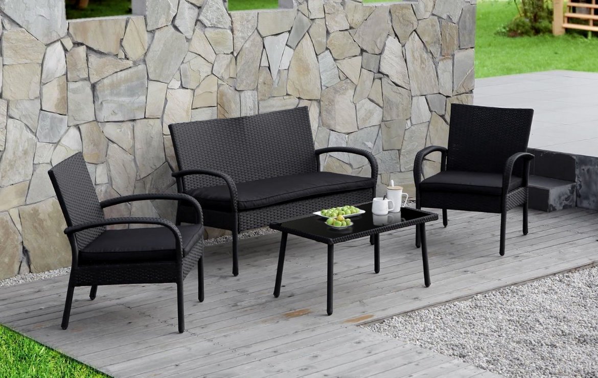 Cloud Mountain Patio Furniture 4 Piece Wicker Rattan Conversation Set Black Modern Fashion Style Easy Assembly Ergonomic Comfortable Thick Cushions Outdoor Garden Patio Lawn Balcony Pool With Non Slip Garden Outdoor Cjp Org In