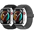Relting 2 Pack Elastic Nylon Band Compatible with Huawei Watch Fit 3, Adjustable Breathable Solo Loop Sport Band for Huawei Watch Fit 3 Woman Man