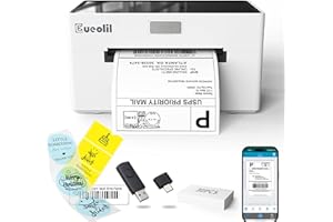 EueoLil 4x6 Thermal Label Printer, All-in-One Portable Bluetooth Shipping Label Printer for Small Business Compatible with Android/iPhone/Mac/Windows, for Amazon, eBay, Shopify, Etsy, USPS & UPS