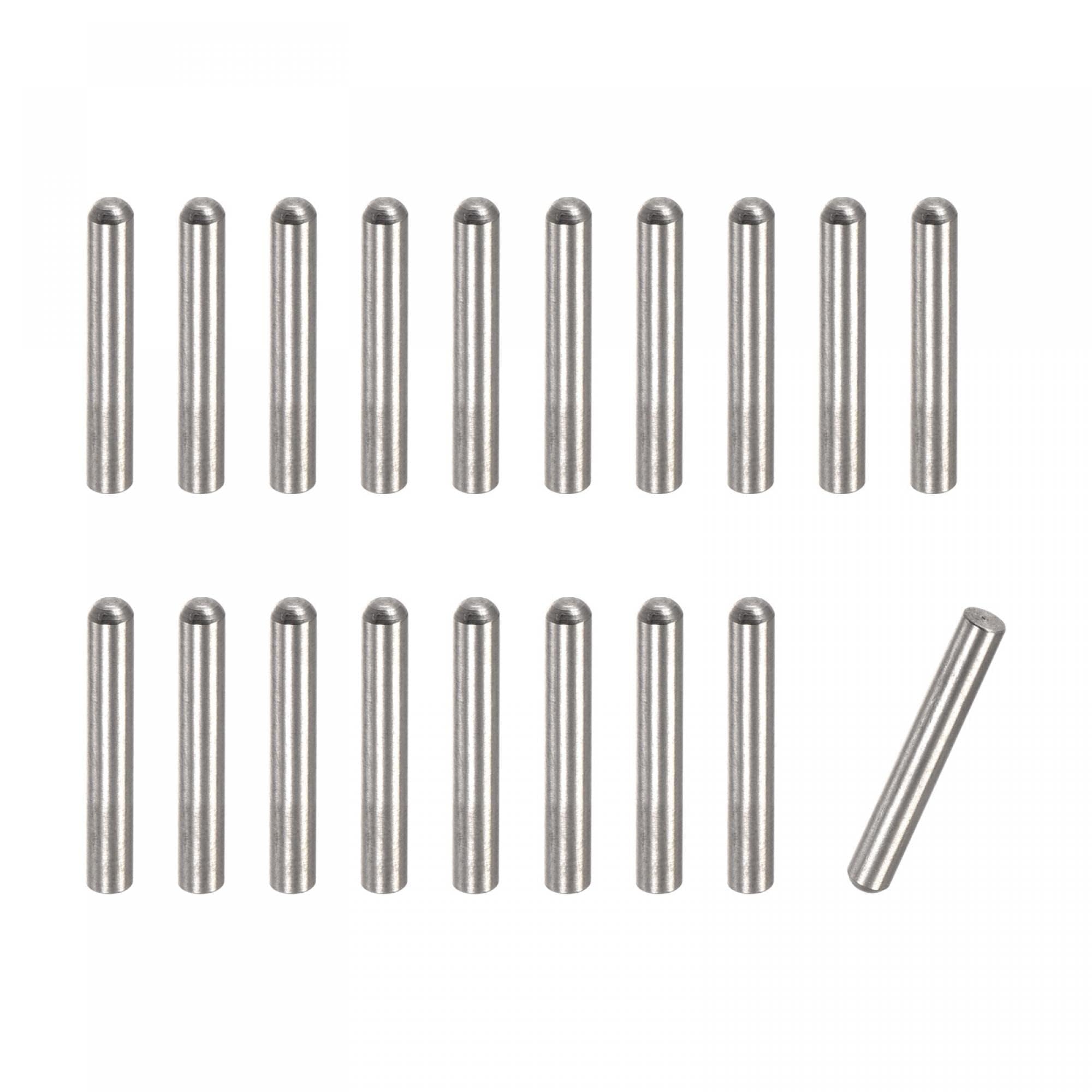 TOP-VIGOR 50Pcs 3mm x 15mm Dowel Pins, 304 Stainless Steel Round Head Flat Chamfered End Shelf Pegs Support Fasten Elements Silver Tone
