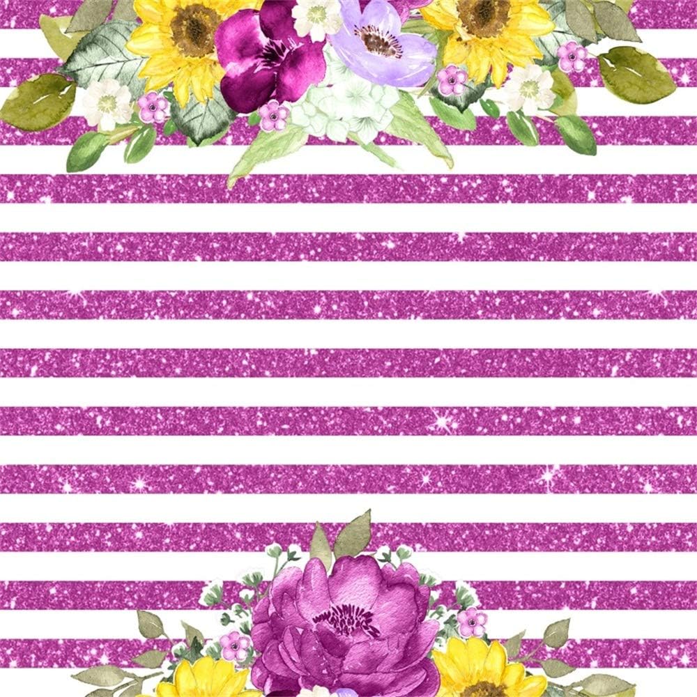 Amazon Com Aofoto 5x5ft Sparkle Purple And White Striped Back