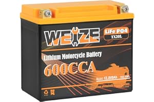 Weize Lithium YTX20L-BS, Group 20, 600A LiFePO4 Motorcycle Battery, 12V 8AH ATV, UTV, Jet Ski, 4 Wheeler, Snowmobile, Personal Watercraft, Seadoo, Polaris, Generator and Riding Lawn Mower Battery