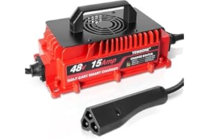 TEMSONE 48V 15A Golf Cart Battery Charger Triangle 3-Pin Style Plug Club Cart Charger with Temp Sensor Compatible with 2008-2024 EZGO RXV & 2014-Present TXT (Lead Acid)
