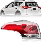 Left Outer Tail Light Assembly Compatible With 2016 2017 2018 Toyota RAV4,Rear Taillights Brake Lamps with Halogen Bulbs and Clear Lens Replaces 815500R061(Driver Side)