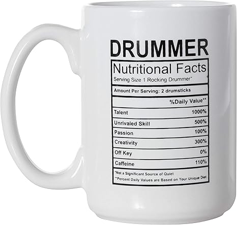 Drummer Nutritional Facts Ingredients Label Mug