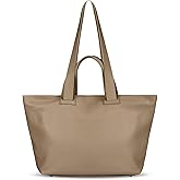 TAKEASY Italian Calf Leather Tote Bag for Women with Zipper & Double Straps | Large Soft Laptop Shoulder Handbag for Work