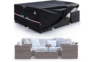 Patio Furniture Covers Outdoor Waterproof Table Sectional Set Large Cover,Heavy Duty 550D Anti Tear Couch Sofa Covers with Bu