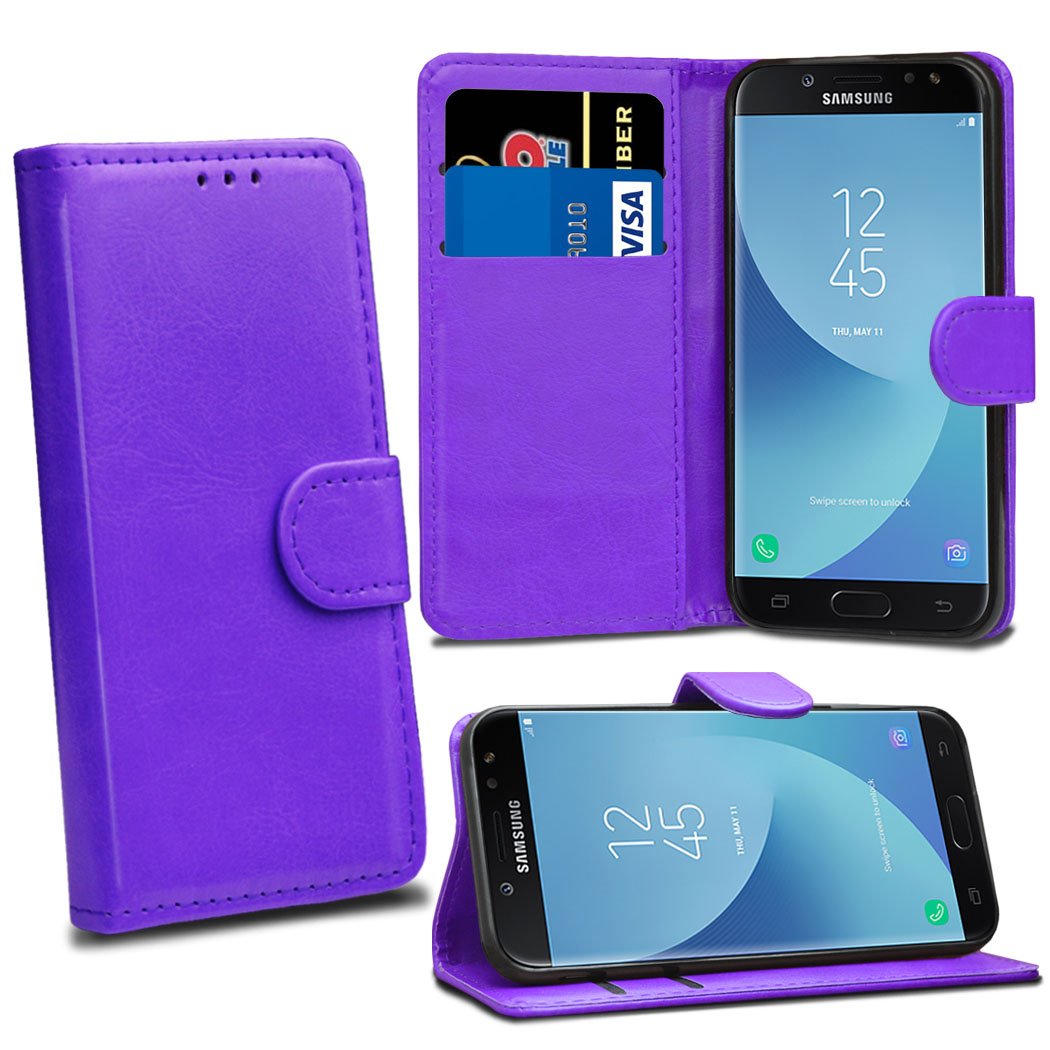 Samsung Galaxy J5 2017 J530 Cases - Purple Premium Wallet Leather Flip Case Cover For Samsung Galaxy J5 2017 J530 [Card Holder] [Magnetic Closure]