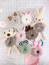 CNZON 8 Pieces Faux Fur Plush Bunny Scrunchies Fluffy Elastic Girls Women view 2