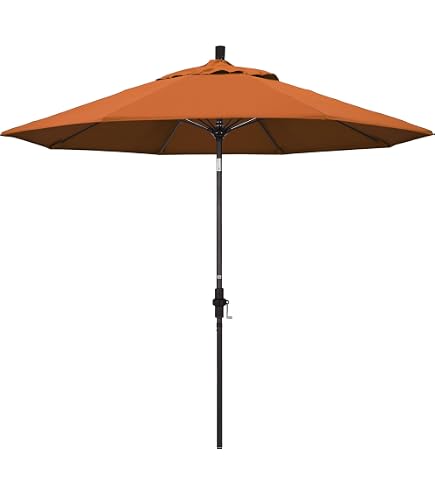 California Umbrella 9' Round Aluminum Outdoor Deck, Pool or Patio Umbrella, Crank Lift, Auto Tilt, Bronze Pole, Terracotta Olefin : Clothing, Shoes & Jewelry