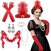 FEPITO 1920s Great Gatsby Accessories Set for Women Flapper Headpiece Headband