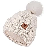 ZASFOU Women Winter Beanie Hats Knit Pompom Slouchy Beanies Fleece Lined Chenille Womens Hat Cold Weather Gifts for Women