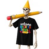 MiniInflat 3 Pcs 12 ft Skeleton Back to School Outfit, Pencil, Black | Giant 12 Foot Skeleton Costume Accessories, First Day of School Skull Clothes, Garden Lawn Outdoor Decor