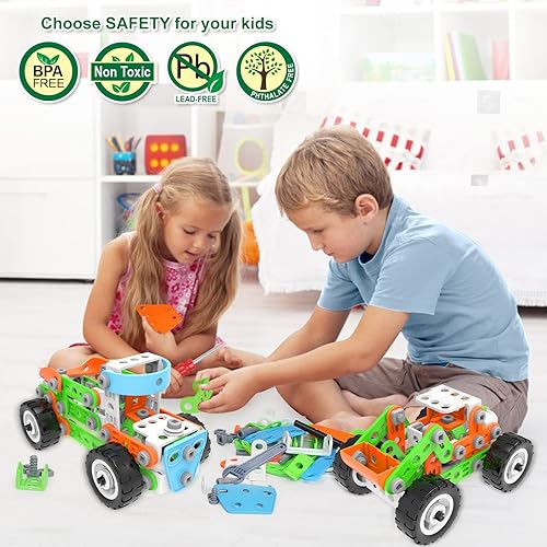MOONTOY 218PCS STEM Toys Building Toy for Kids Ages 4-8 Boys,Birthday Gifts  Game Educational Stem Projects for - Main Image