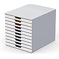 Durable VARICOLOR 10 Drawer Unit - White Desktop Drawer Set with 10 Color Coded Draws - Letter to Folio Size Files - Perfect for Storing Documents and Paper Work