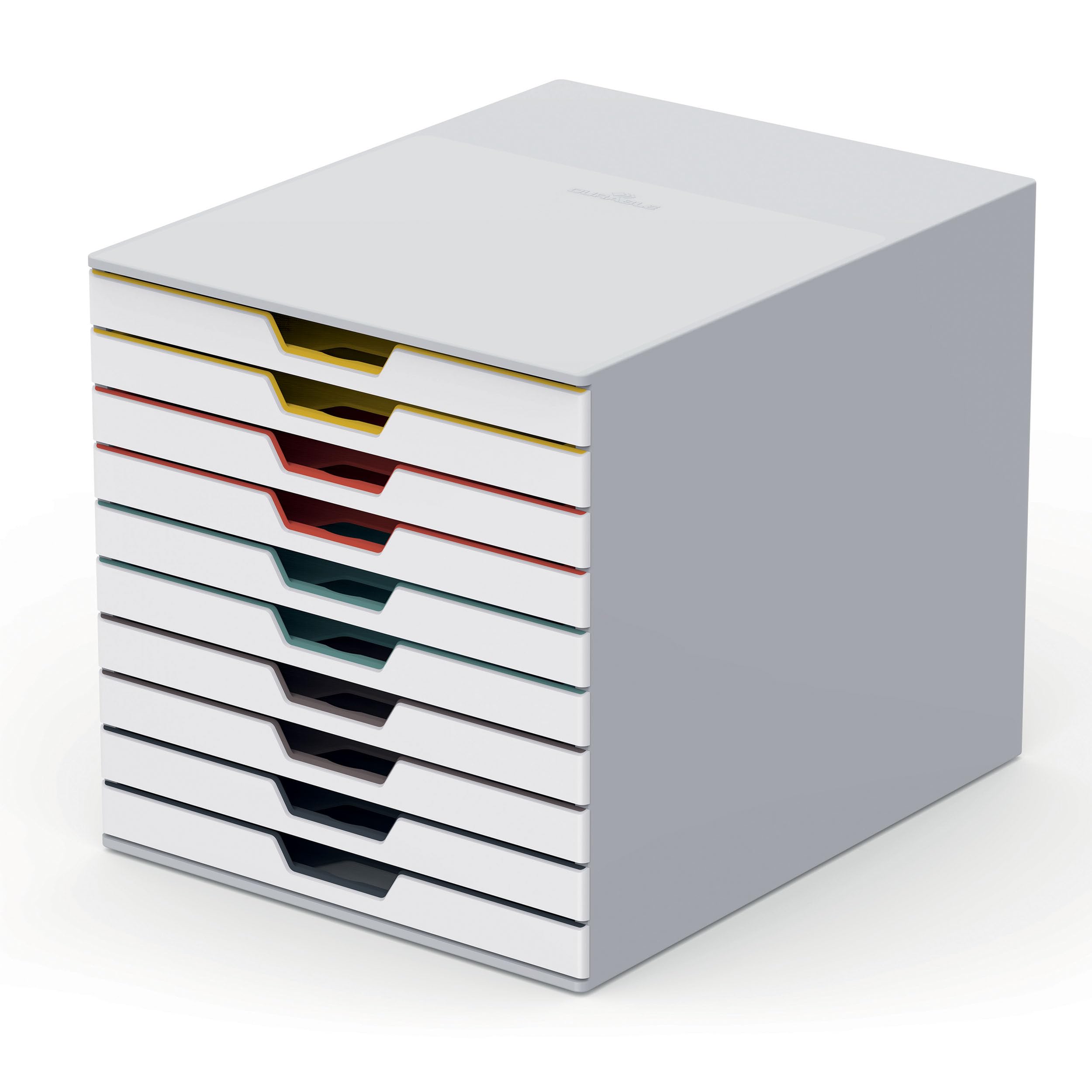 Durable VARICOLOR® MIX 10 Drawer Unit - Desktop Drawer Set with 10 Colour Coded Draws - Perfect for Storing Documents and Paper Work