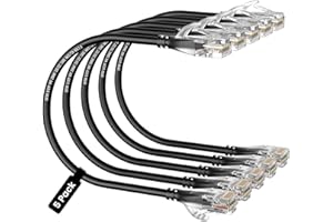 CableGeeker Cat6a Ethernet Cable Slim 2ft 5Pack - 28AWG UTP Pure Copper Patch Cable, 10Gbps High-Speed Cat6 Ethernet Cable, F