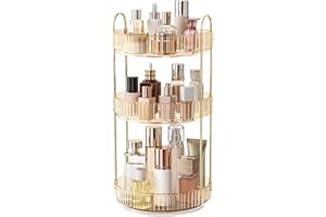 360° Rotating Makeup Organizer, Large Capacity Skincare Organizer, 3 Tier Cosmetic Skin Care Perfume Dresser Organizer, Fits 