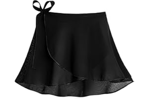 Nokecina Girls Ballet Dance Skirt for 3-12 Years Old Kids Sparkly Pull-On/Wrap Chiffon Dancewear Pink Black White Purple