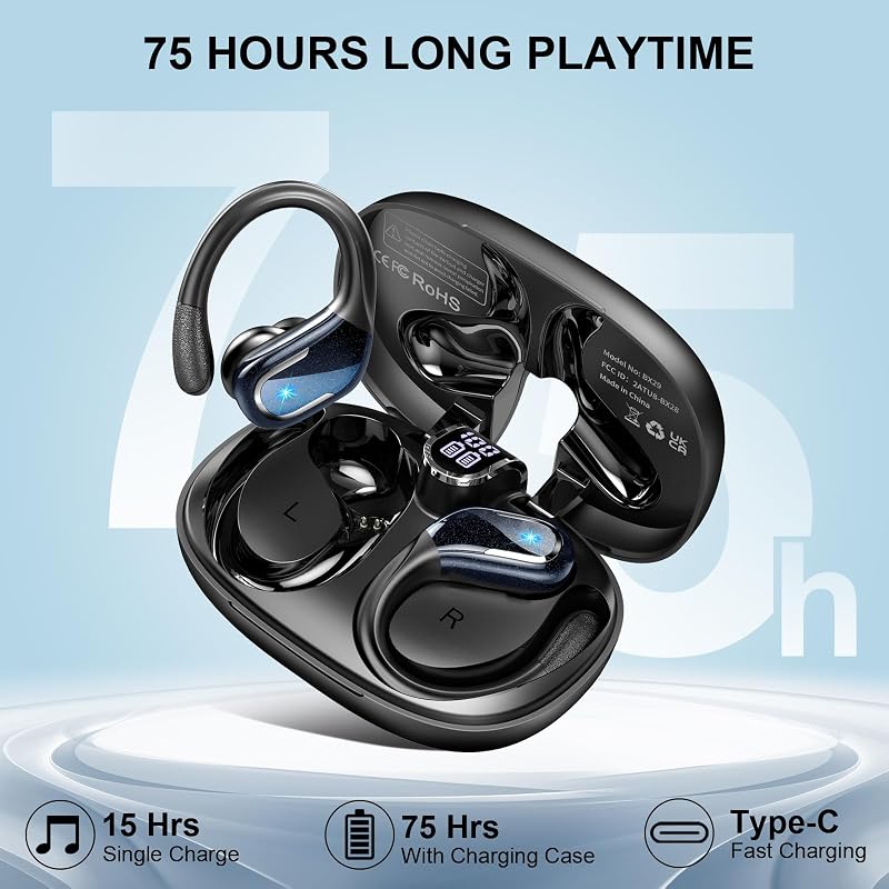 Auriculare Inalámbricos Deportivos, 75H Auriculares Bluetooth 5.4 Estéreo — foto 2 de 7