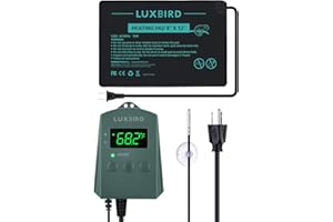 Luxbird Reptile Heating Pad 8" X 12" with Digital Thermostat Combo Under Tank Terrarium Heating Mat for Turtles, Lizards, Frogs, and Other Reptiles