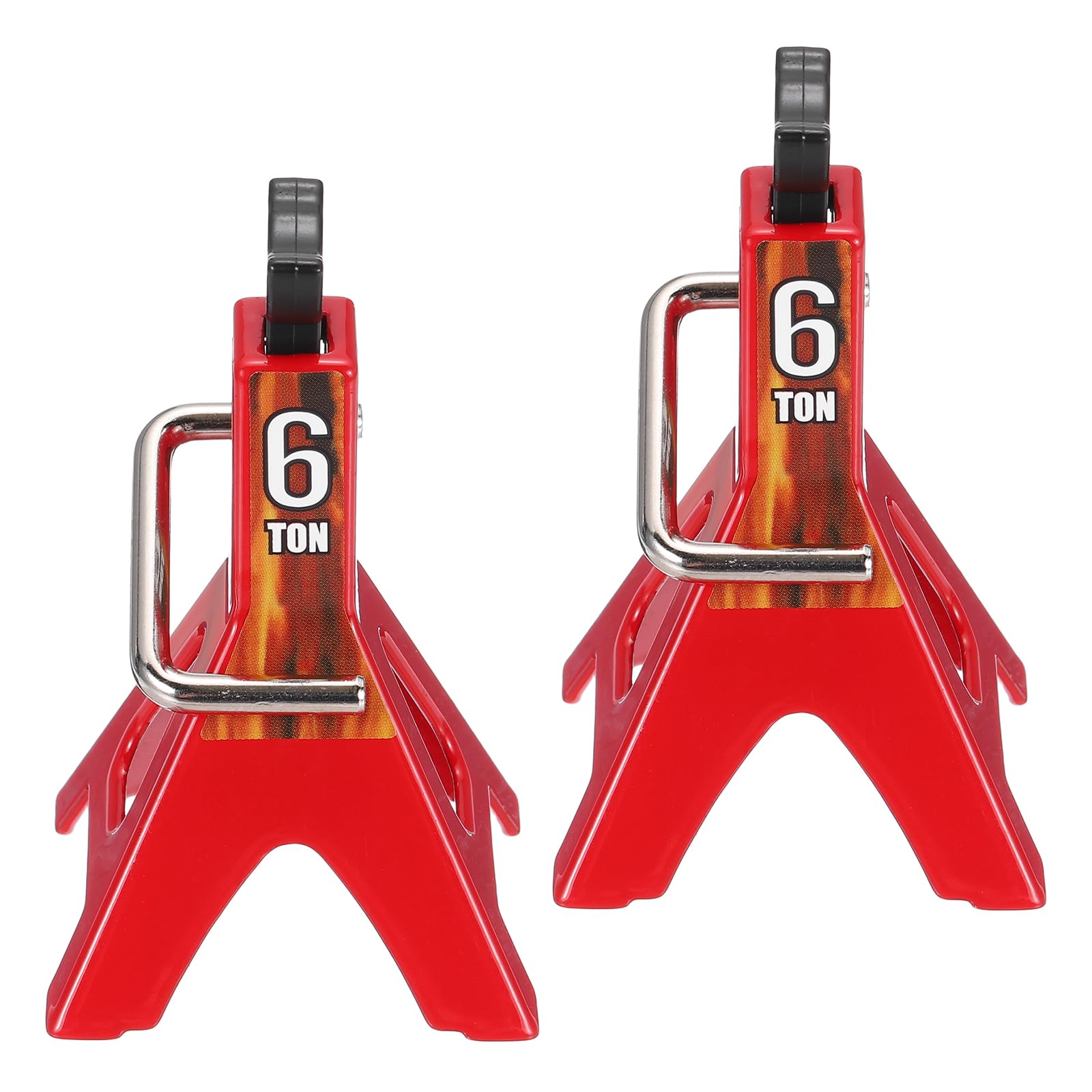 sourcing map RC Car Jack Stands, 1/10 RC Scale Jack Toy Stands 6 Ton Metal Toy Accessories Decoration Simulation for SCX10 D90 CC01 Rc Truck Crawler Car, Red, 2 Pcs