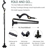 Yinghesheng Folding Walking Stick Adjustable 40-49 in Lightweight Aluminum view 5