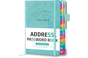 WITSBREZ Address Book with Colorful Alphabetical Tabs, 4.7" X 6.2" Hardcover Address and Phone Number Book for Record Contacts, Telephone Address and Password Book Combo for Seniors (Turquoise)