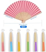 Didilor Folding Fans 6Pcs Handheld Bamboo Paper Fan Set for Wedding Party Home view 2
