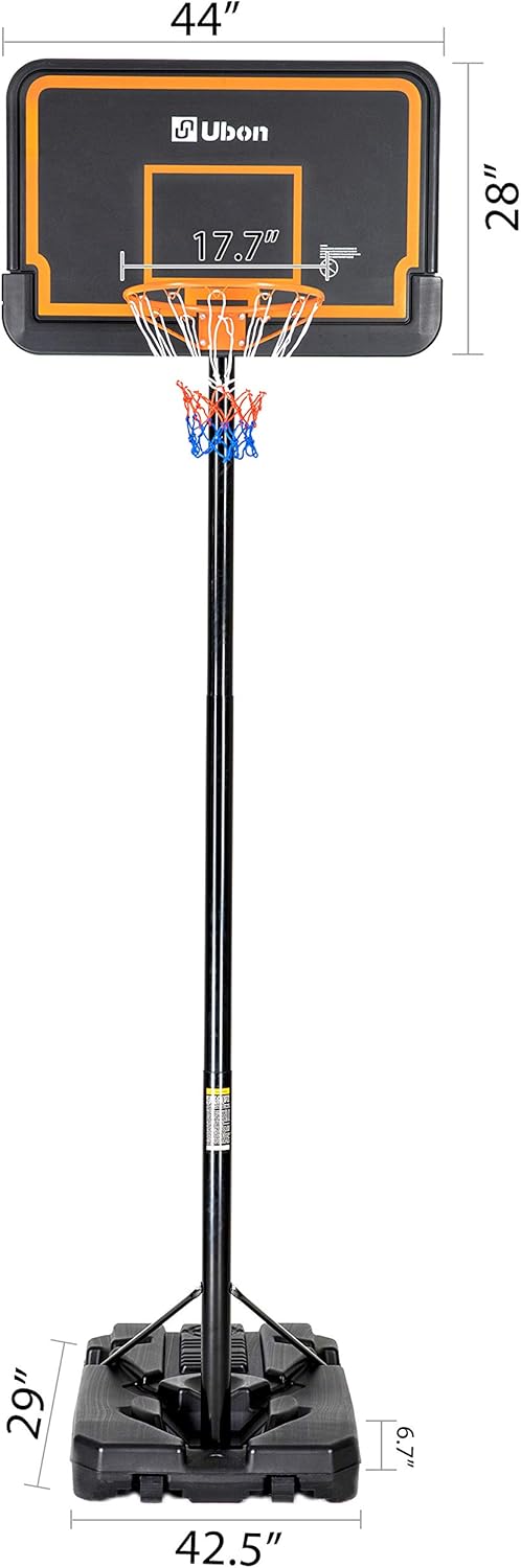 Ubon Basketball Hoop Outdoor Portable Basketball Goal with 44 Inch Backboard for Adults Black : Sports & Outdoors