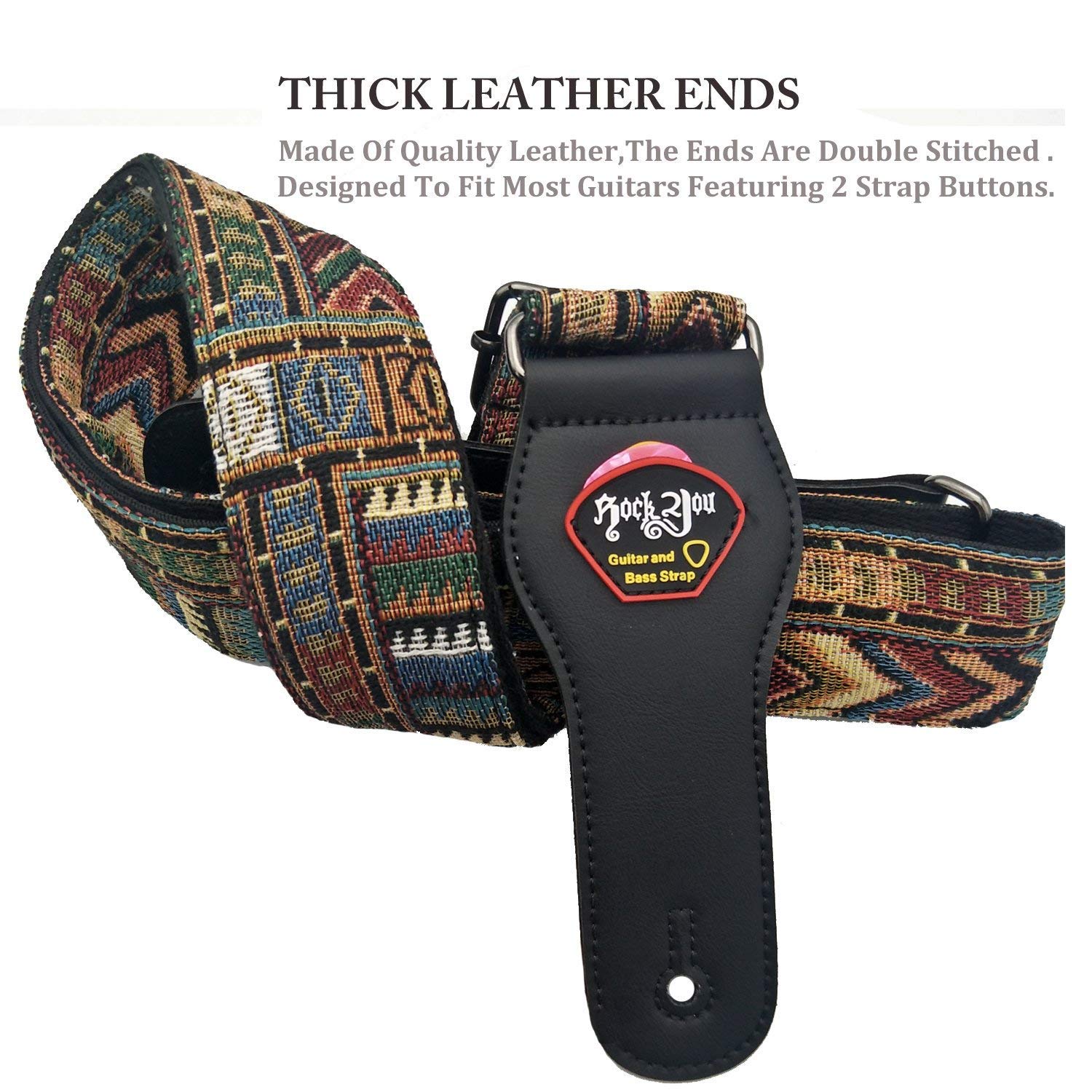 iDelta Guitar Strap Vintage Woven Style Adjustable Acoustic Electric