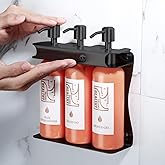 Black Shampoo, Conditioner, Shower Gel Dispenser 3 Room refillable Shampoo and Conditioner Pump Bottle Wall-Mounted Slot Shower soap Dispenser (KCHS-3)