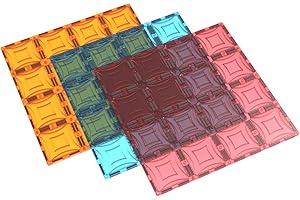 Mag Genius Magnet Tiles Super Big Magnet Toy Building Toy Board Size of 16 Magnet Tiles 3 Stabilizer 12" X 12" Magnet Plates Compaible with Any Other Brand