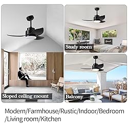 Modern Black Ceiling Fans with Lights Remote