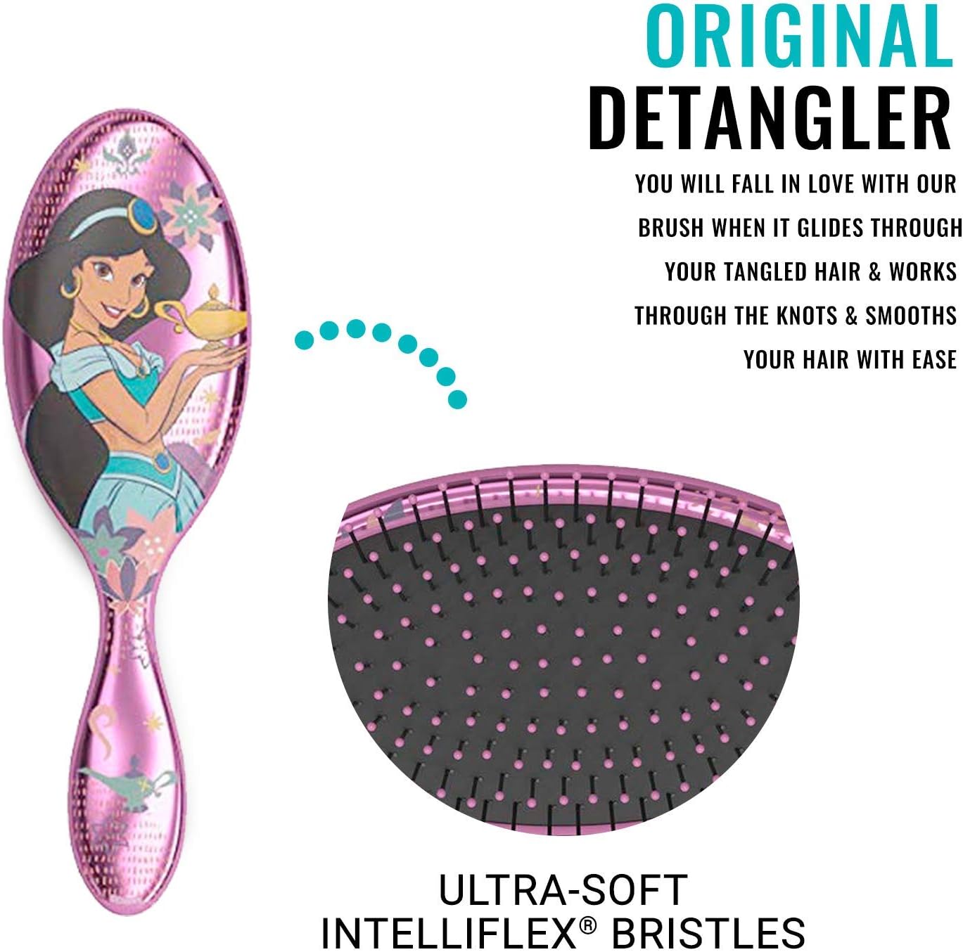Wet Brush Original Detangler Princess Wholehearted Brush - Jasmine Dark Pink By For Unisex - 1 Pc Hair Brush - Image 3