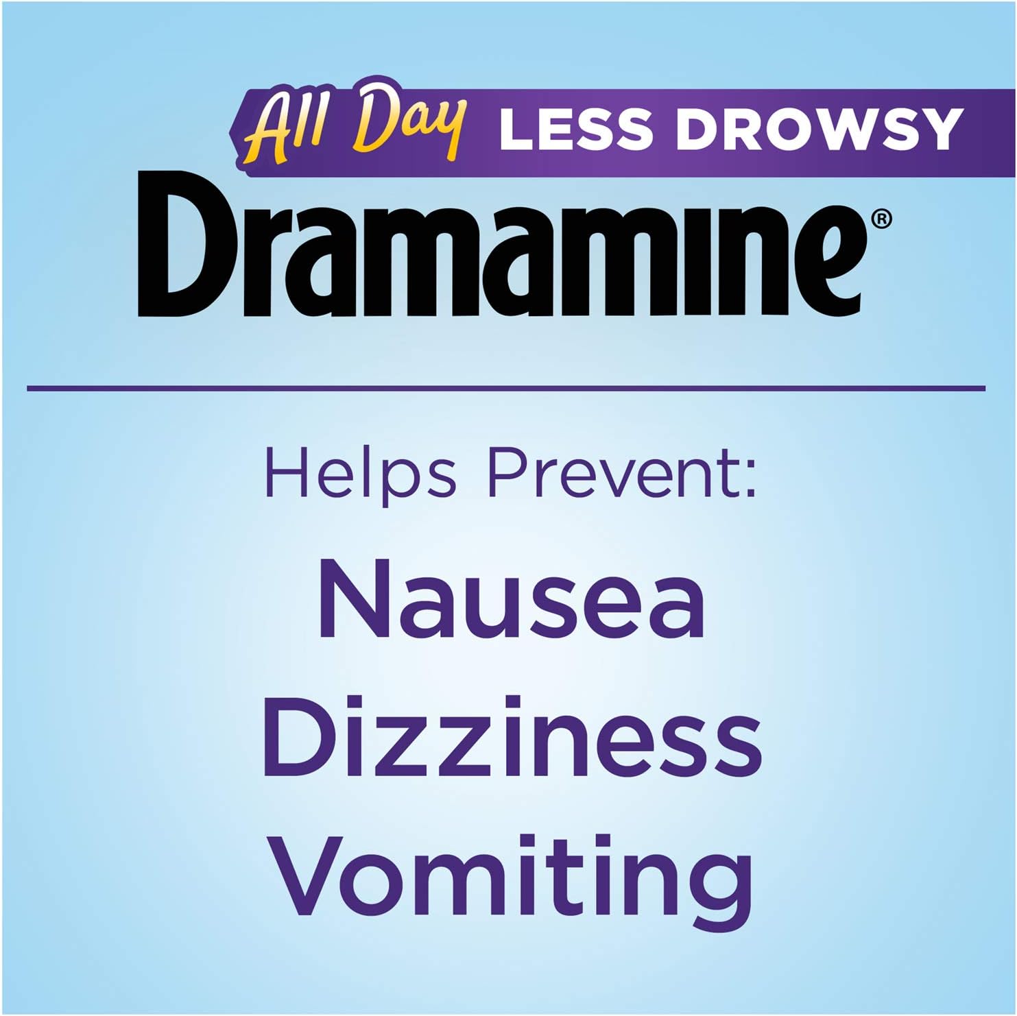 Dramamine All Day Less Drowsy Motion Sickness Relief, 8 Tablets: Health & Personal Care