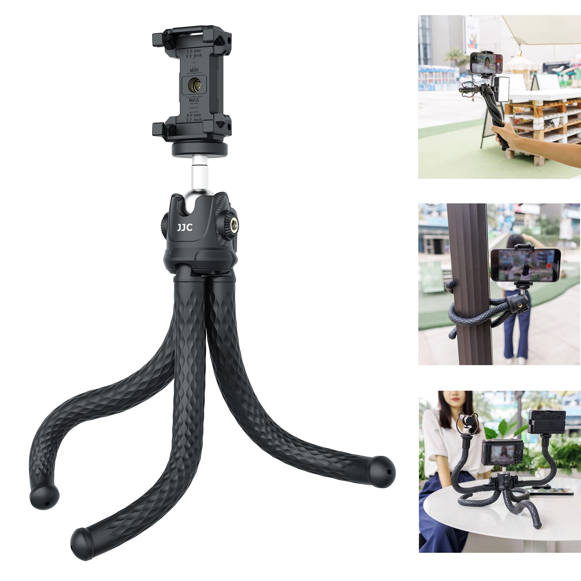 JJC Flexible Phone Tripod, Octopus Camera Mini Tripod Stand for Sony ZV-1 ZV-1F RX100 A6400 Canon EOS M50 II M6 R10 R7 G7XIII G5XII & Phone 16 15 14 13 12 11, Portable Travel Tripod Cellphone Holder