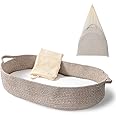Baby Changing Basket - Moses Basket Changing Table Topper and Thick Foam Pad with Removable Cotton Mattress Cover, 100% Cotto